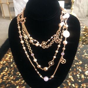 Henri Bendel Pink and Pearl in RG plated necklace